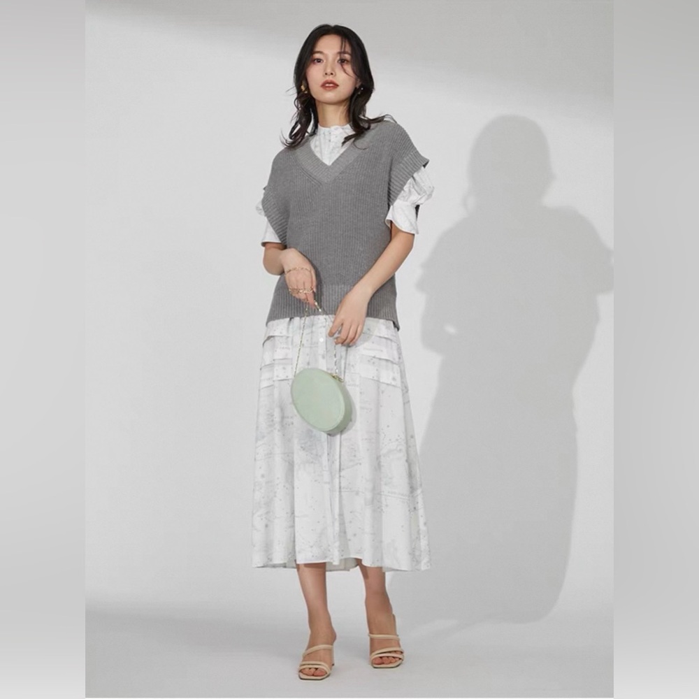 Snidel 3-Piece Gray and White Dress Set SWNO222062